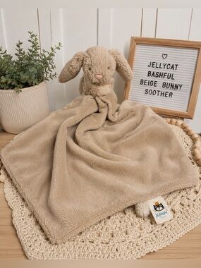 Jellycat Bashful Beige Bunny Soother Lovey Security Blanket Tan Bunny Soft Toy
